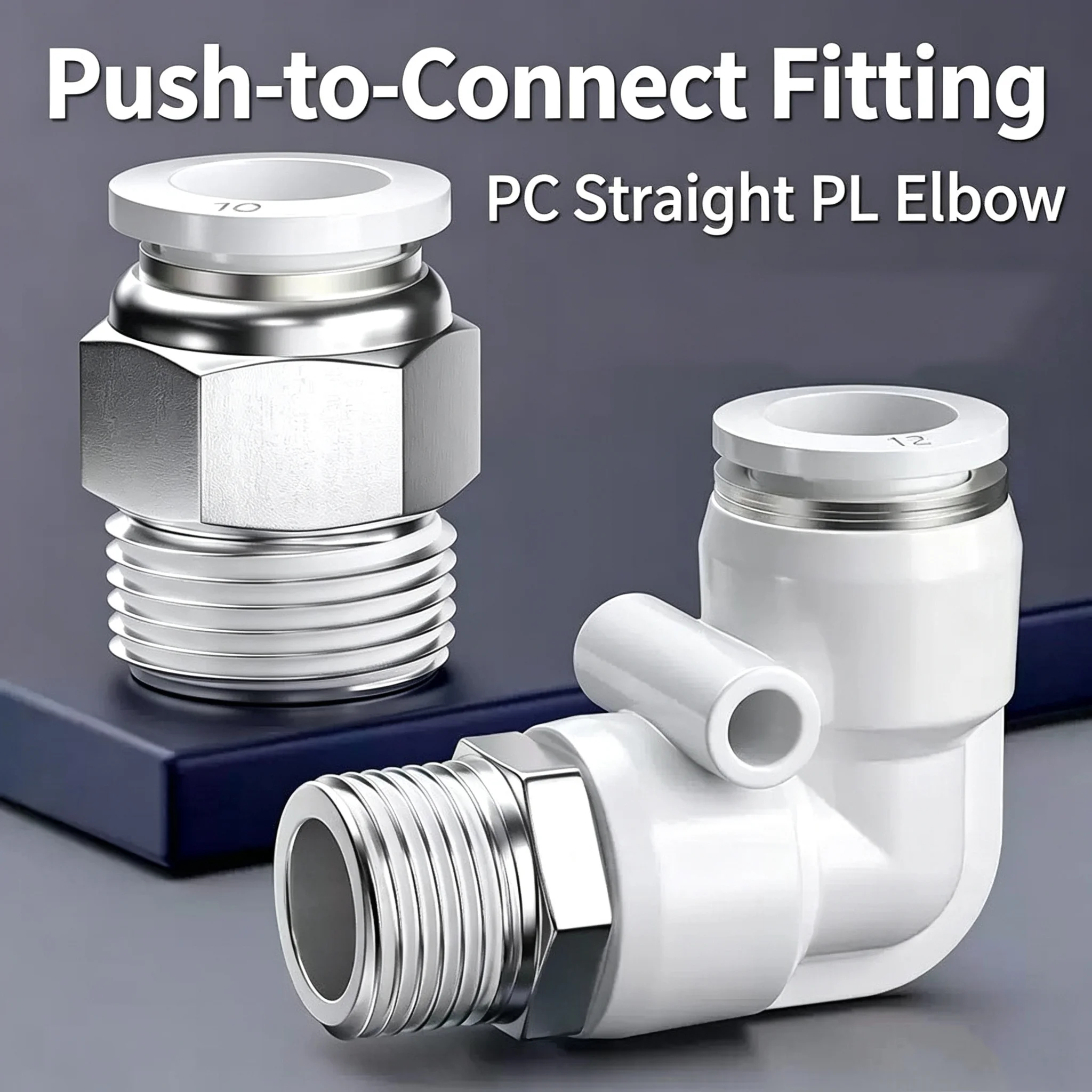 10Pcs Pneumatic Air Fitting Quick Release Push to Connect Compressor Tube PC PL Male BSPT Sizes 1/8 1/4 3/8 1/2 Inch OD 4-16mm