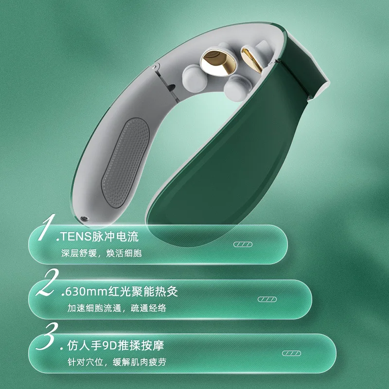 Cervical spine neck massager Pulse hot compress Intelligent protector Vibration 3D simulated human physiotherapy instrument