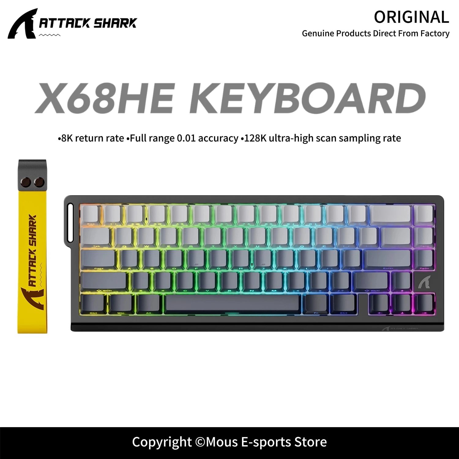 X68HE ATTACK SHARK X68PRO RGB Magnetic Mechanical Keyboard 0.01mm RT Accuracy 128K Rate 0.125ms and 8000Hz for E-sports