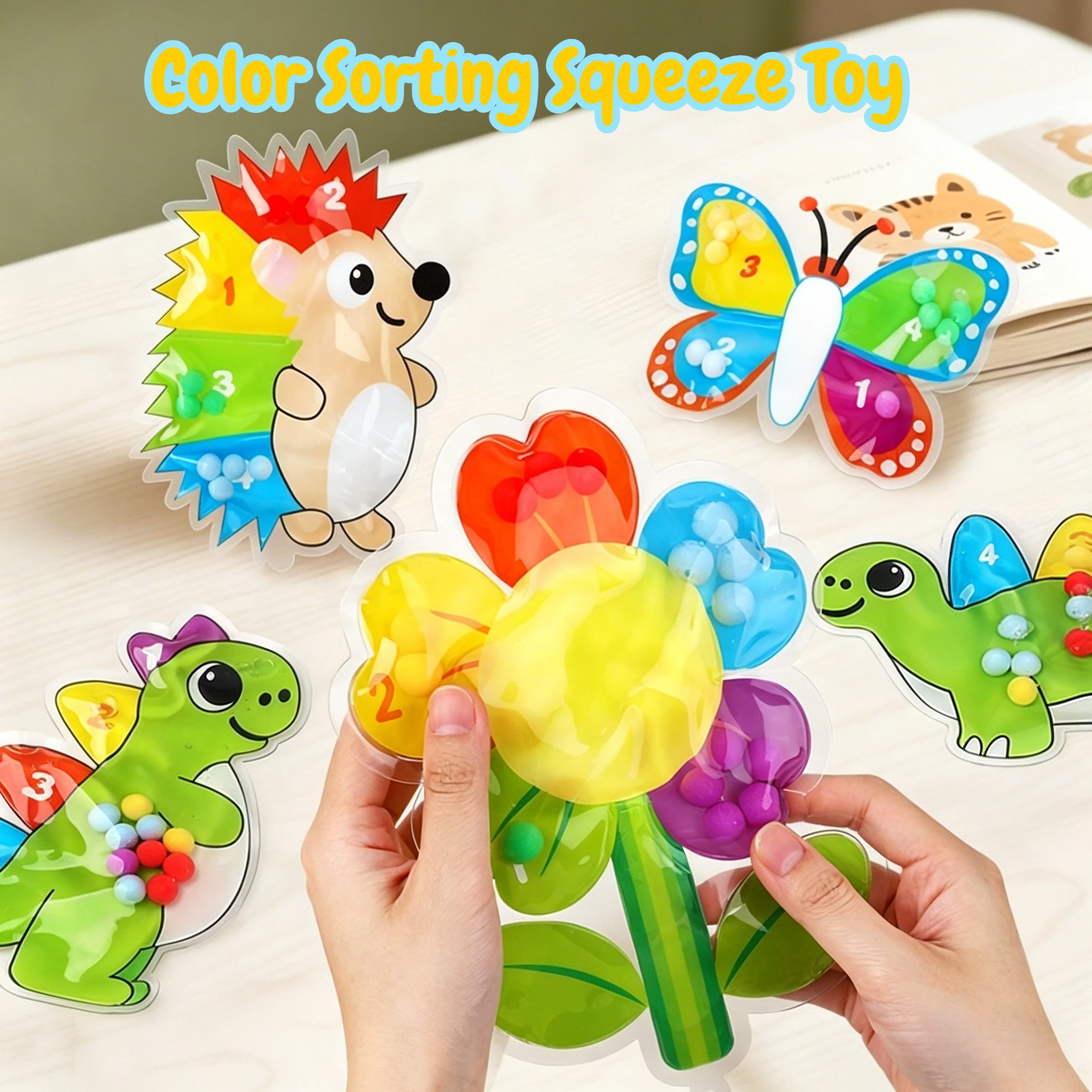Squishy Color Sorting Maze Beads Sensory Toy Montessori Educational Fidget Toy for Kids Fine Motor Skills Stress Relief Gift