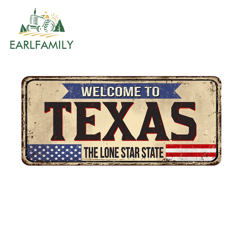 EARLFAMILY 13cm x 5.9cm for Welcome To Texas Car Stickers Creative Decal Waterproof Sunscreen Refrigerator Graphics Car Lable