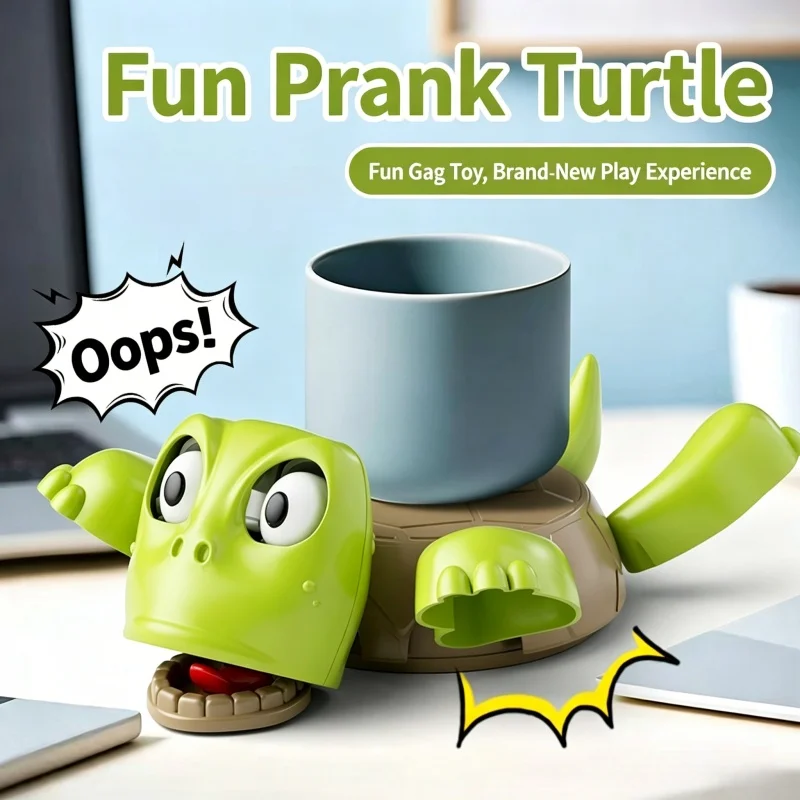 Funny Turtle Cup Coaster Interactive Prank Toy Anti-Stress Desktop Gift for Friends