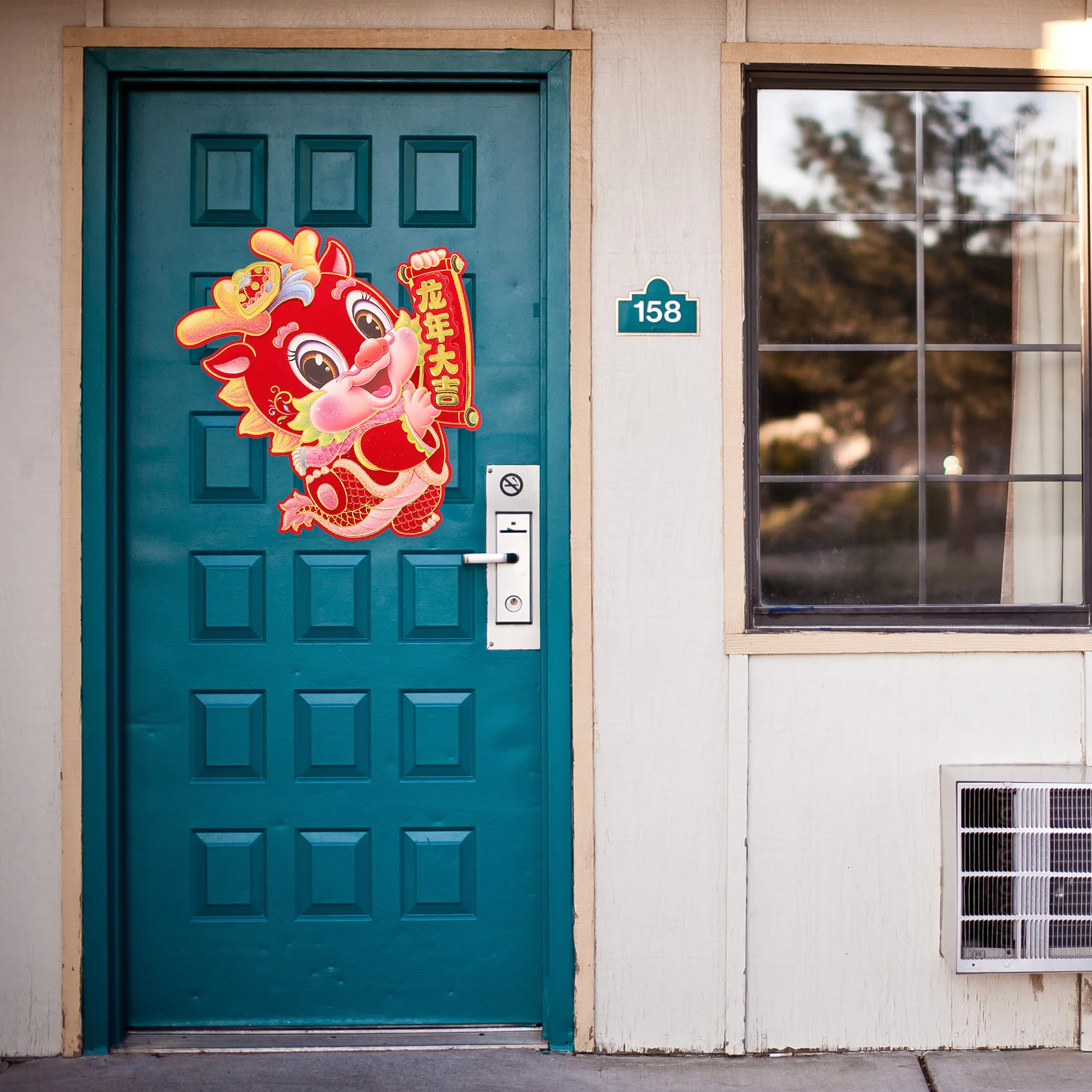 2Pcs Dragon Year Door Stickers Chinese New Year Decals Spring Festival Decorations for Wall Door Window Fridge