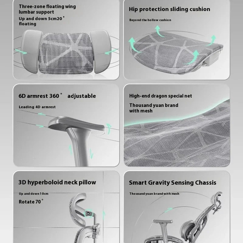 Adjustable Computer Chair Ergonomic Foot Rest Aluminum Alloy Chairs 3D Headrest Comfprtable Silla Ergonómica Office Furniture