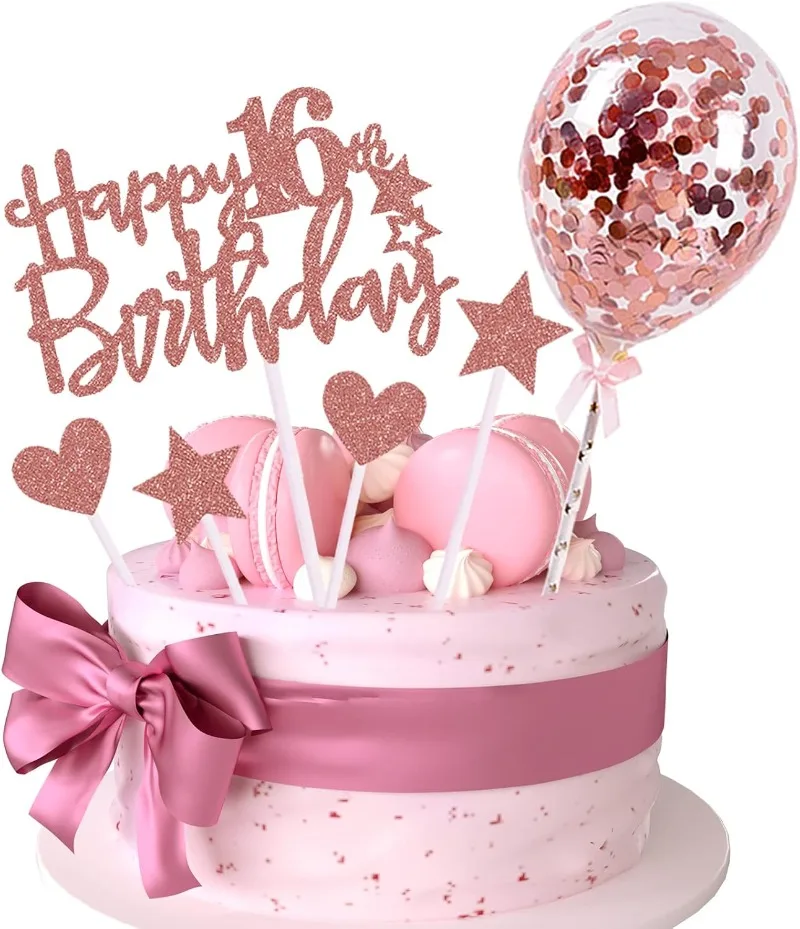 Konfetti-Ballon-Kuchendekoration, alles Gute zum Geburtstag, Topper mit Stern-Herz-Flaggen, DIY Cupcake-Back-Party-Dekorationsset (20 Stück)