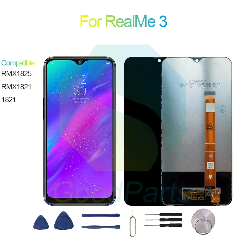 

For RealMe 3 LCD Display Screen 6.22" RMX1825, RMX1821, 1821 for RealMe 3 Touch Digitizer Assembly Replacement