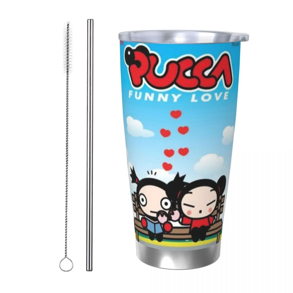 Cute Cartoon Pucca 20oz Stainless Steel Insulated Thermal Coffee Car Cup Cold Hot Mugs Vacuum Flask