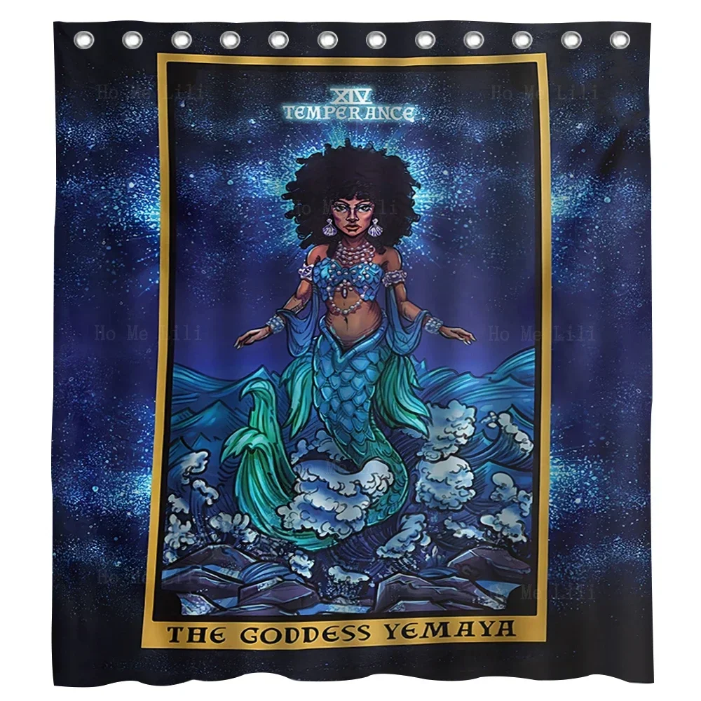 Tarot Card Poster African Mermaid Goddess Pagan Witch Art Shower Curtain By Ho Me Lili For Bathroom Decor