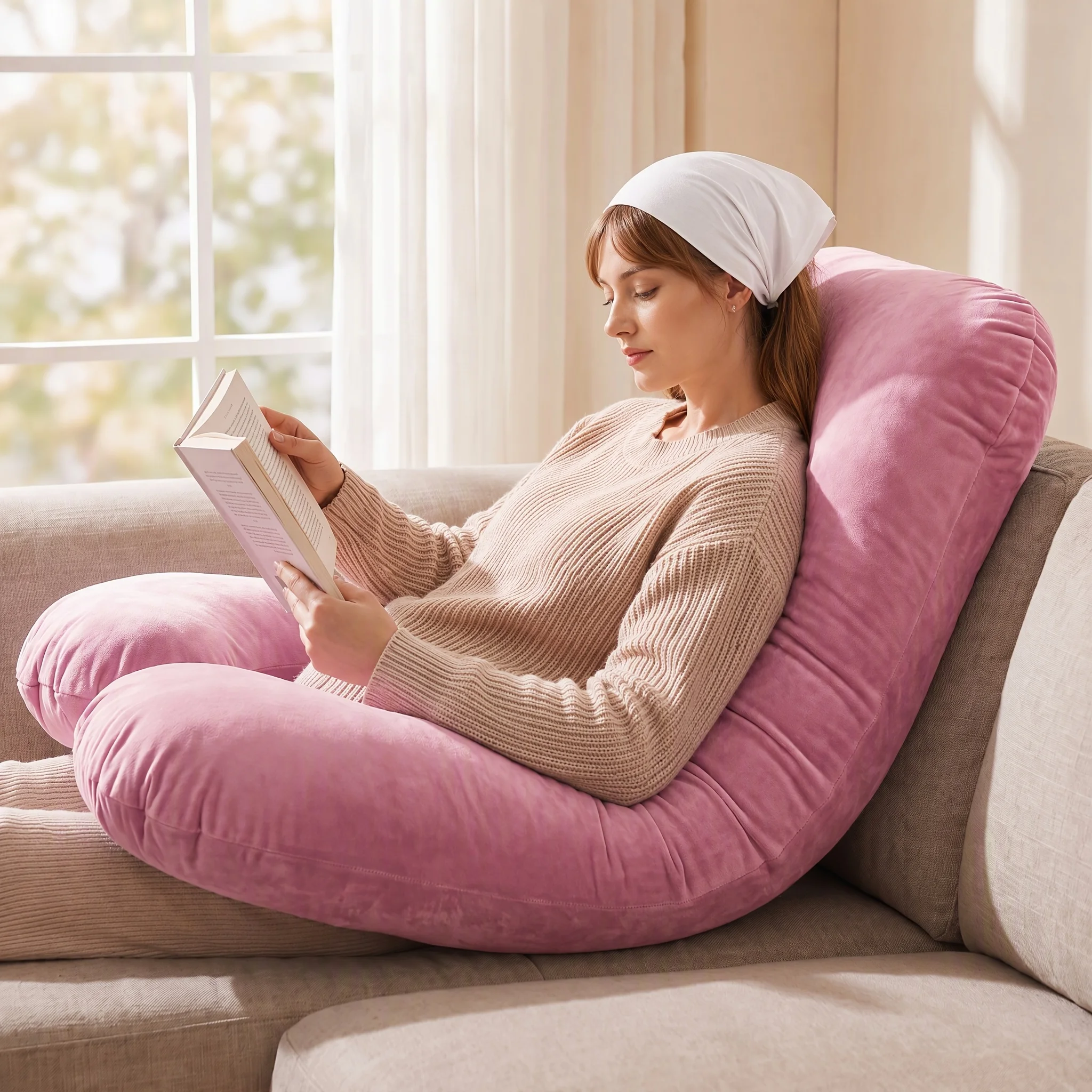 55-Inch U-Shaped Memory Foam Full-Body Pregnancy Pillow – For Sleep and Prenatal Support; Features a Removable, Washable Cover;
