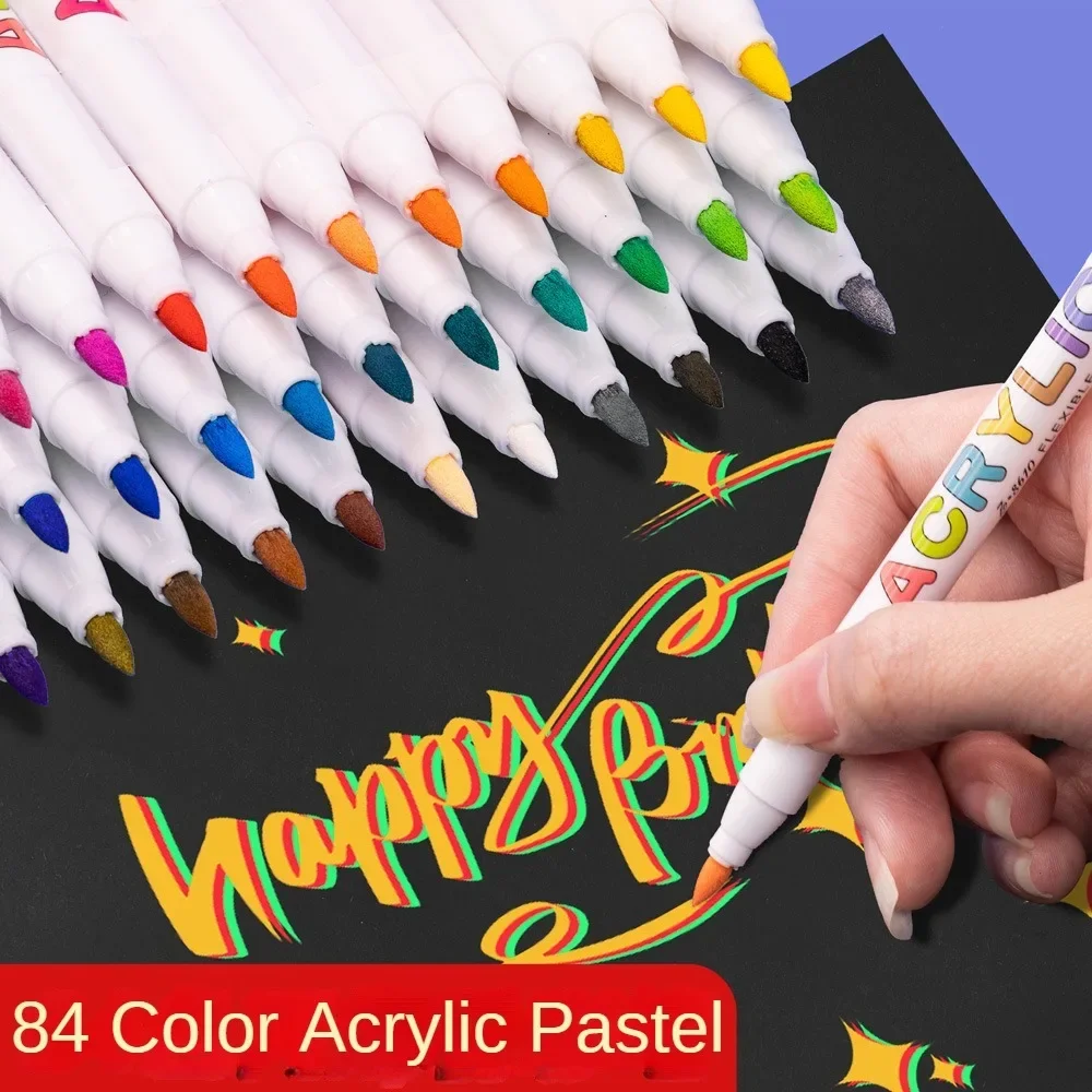 18/24/36/84 Colors Acrylic Marker Set Brush Pens for Fabric Rock Painting Ceramic Glass Canvas Art Supplies School Supplies