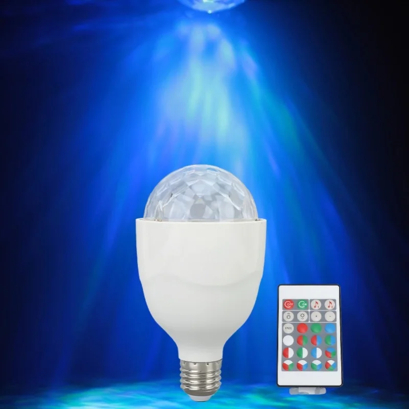 Disco Ball Lamp Bulb E27 Sound Activated Remote Control RGB LED Strobe Ball Lights Bulb For Party Wedding Bar