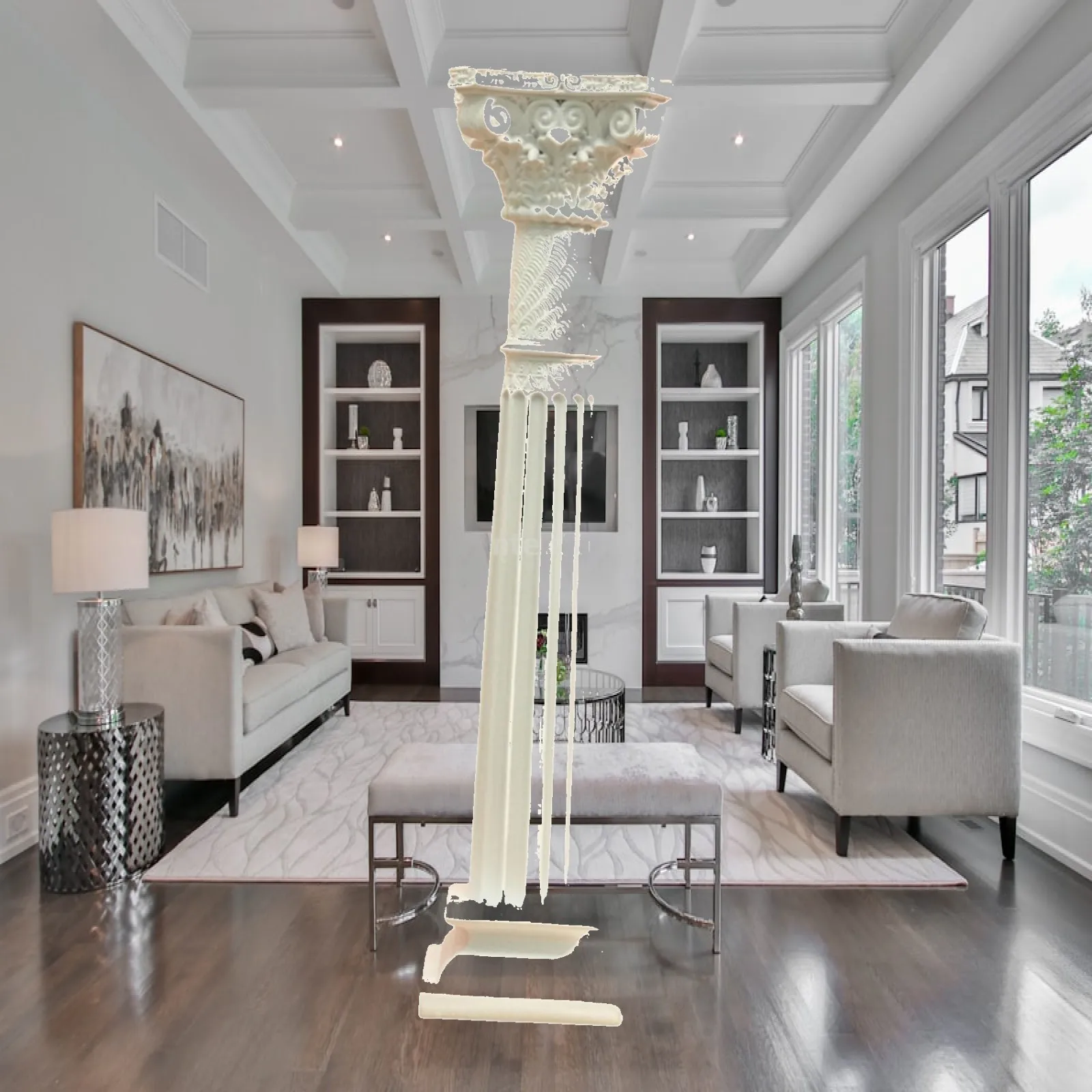 Resin Roman Column Pillar Elegant Decorative Sculpture Craft Centerpiece for Desk Garden and House Decoration