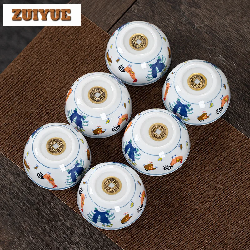 55/115ML Handmade Copper Coin Chicken Crock Cup Personal Meditation Cup Travel Tea Bowl Master Cup Chinese Tea Set Accessories