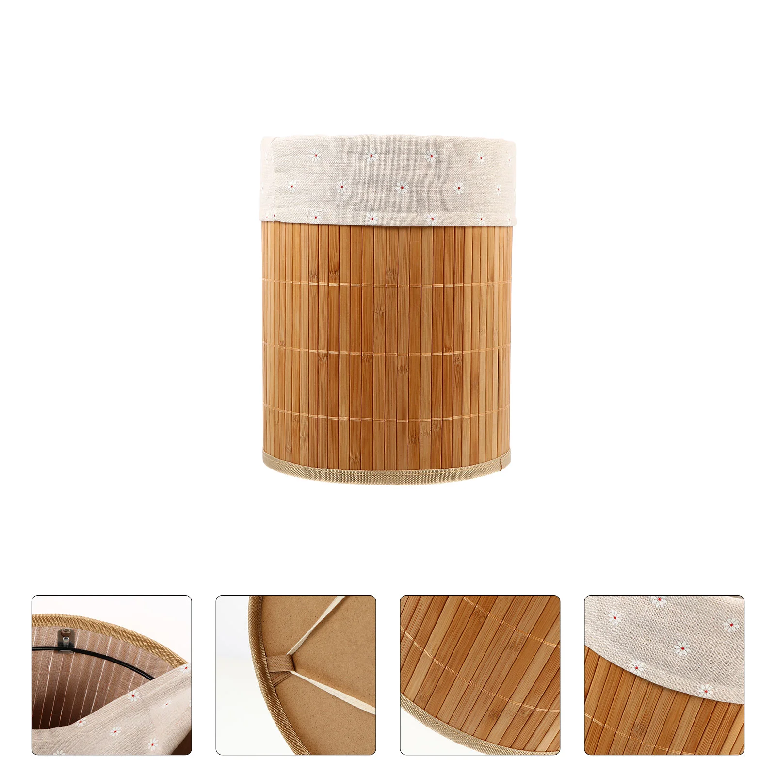 

Bamboo Trash Can Dirty Clothes Basket Woven Rural Storage Organizer Rib Sundries Bucket