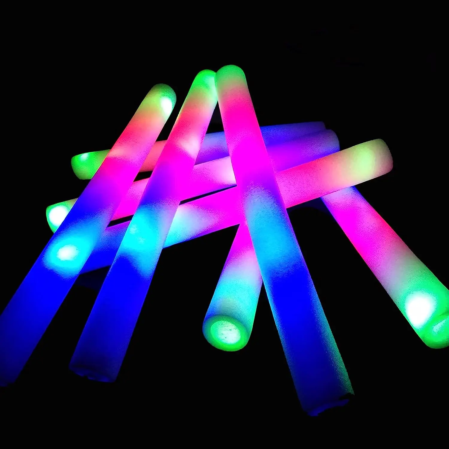 Glow Sticks Bulk-20 Pcs in The Dark Party Supplies,LED Foam Sticks with 3 Modes Colorful Flashing Light Up Toys