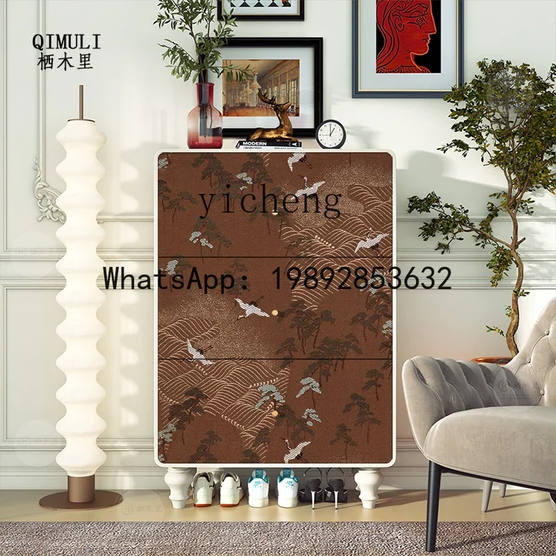 FZ French Chinese style solid wood shoe cabinet Extremely narrow tipping bucket cabinet Ultra-thin shoe cabinet at the entrance