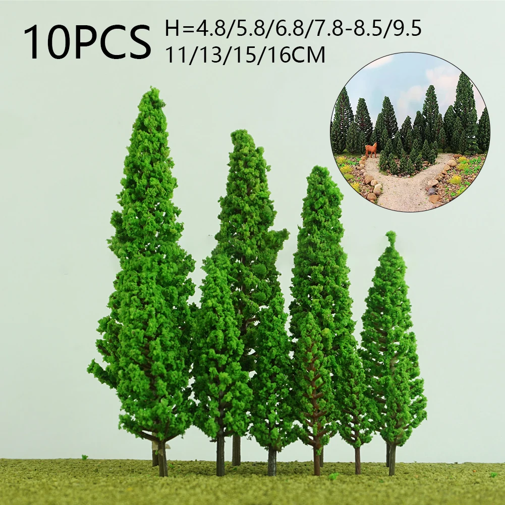 10pcs Train Artificial Miniature Tree Plastic Model Scenery Railroad Decoration Building Landscape Micro Accessories Toys