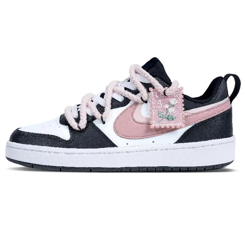 【Customize】Nike Court Borough Skateboarding Shoes Women's Low-top Pink Sneakers shoes BQ5448-115