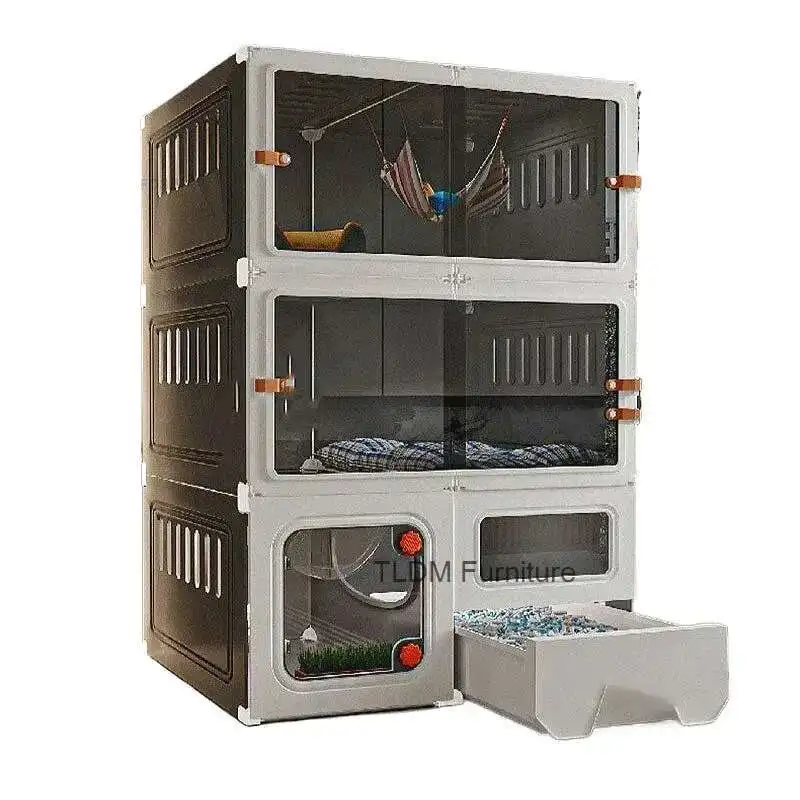 

Luxury Cat Cage Cats Litter Box Integrated Cat House Minimalist Large Free Space Household Indoor Cages for Cats F