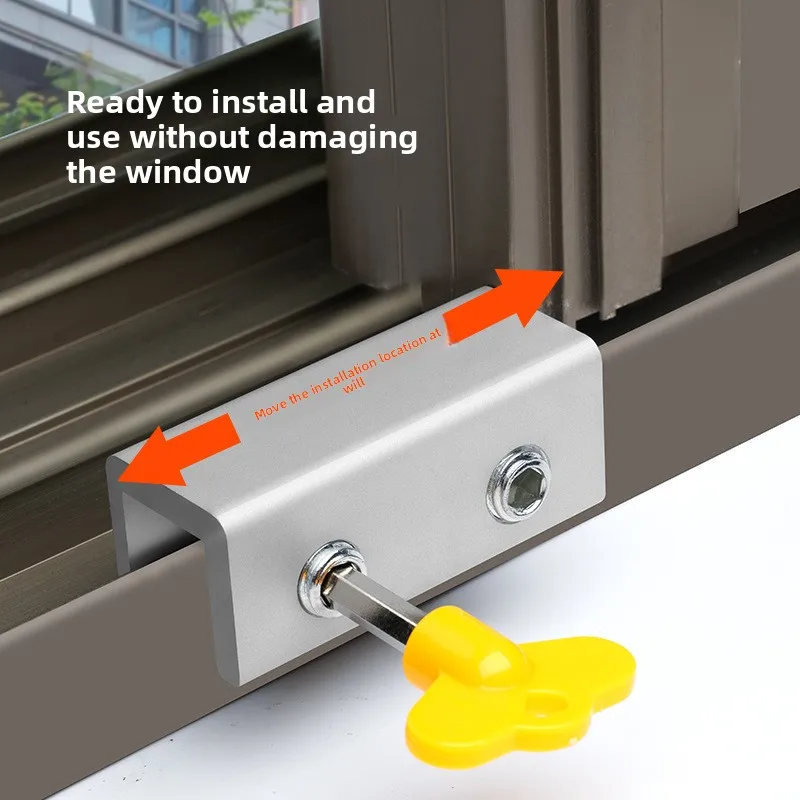 Window Locks for Vertical and Horizontal Windows No-Drill Install Adjustable Aluminum Window Stoppers