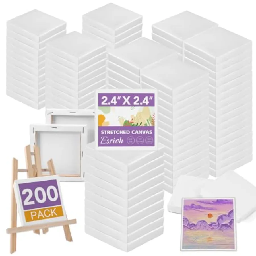 

Mini Canvases for Painting Mini Canvas Bulk 200 Pack 2.4x2.4In 2/5In Profile Small Square Canvas Blank Canvases are Great for S