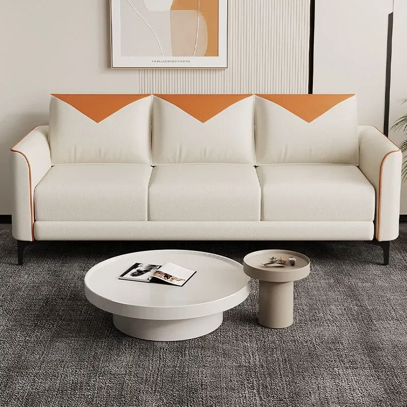 for Small Apartment Tech Cloth Sofa Double Three Seater Living Room Cat Paw Print Simple Modern Internet Celebrity Style