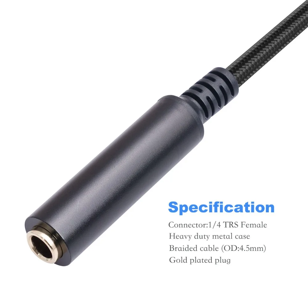 3 Pin Male To 6.35mm 6.35 Mm 1/4 Inch Female To XLR Male Adapter Cable Balanced Connection 0.3 Meters / 0.98ft Microphone Cable