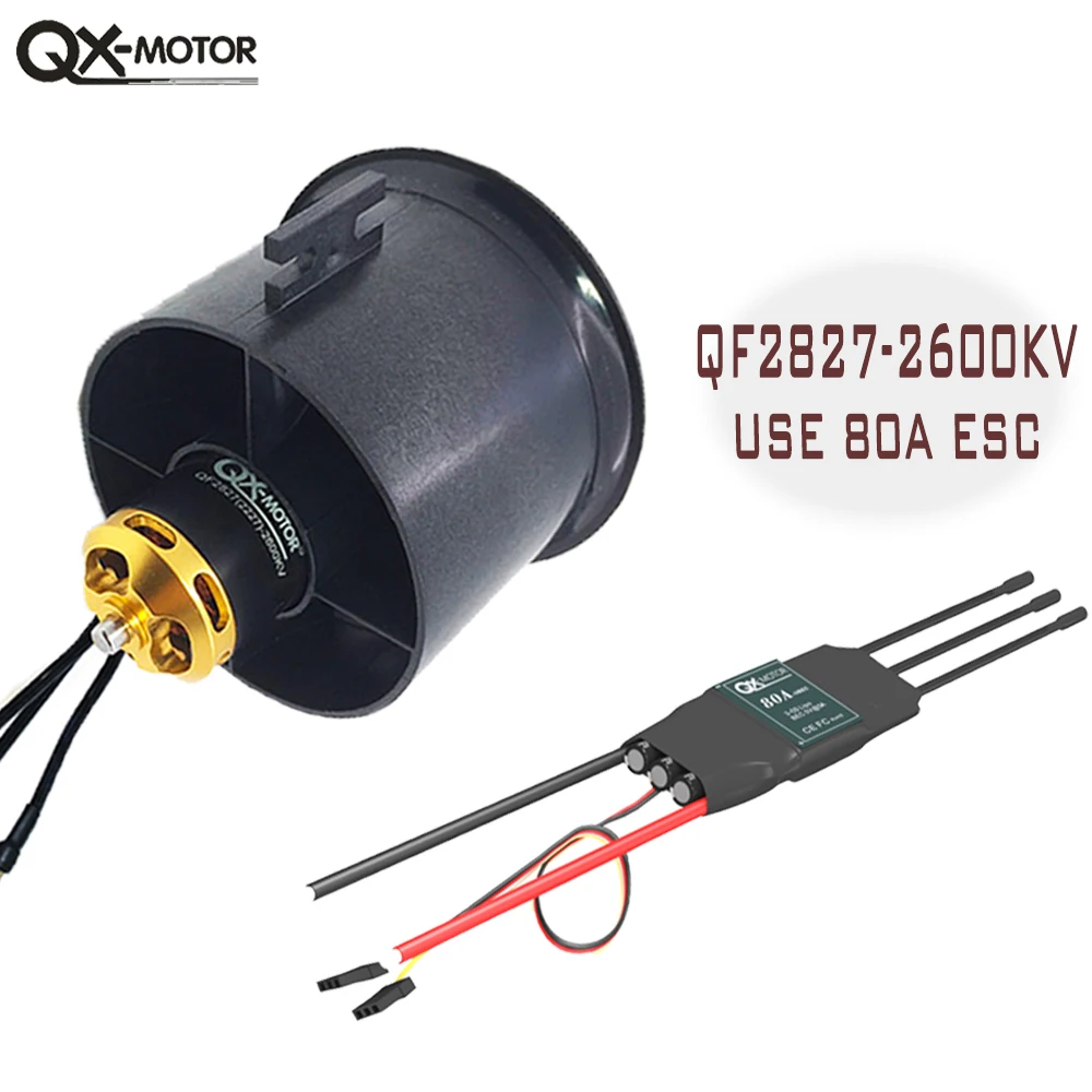 QX-Motor 70mm EDF 12 Blades Ducted Fan QF2827 Brushless Motor with 60A / 80A ESC