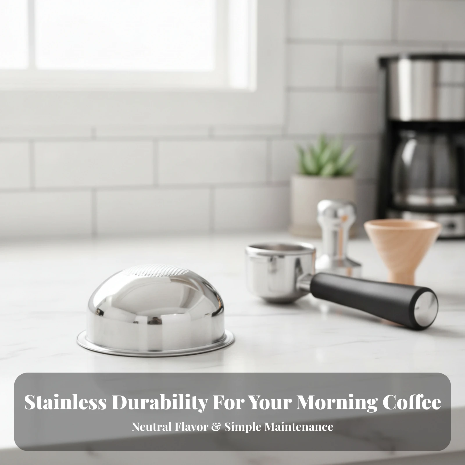58mm Espresso Filter Basket Robust Portafilter Basket with Rounded Bottom Coffee Filter Compatible Hardware Low-Maintenance