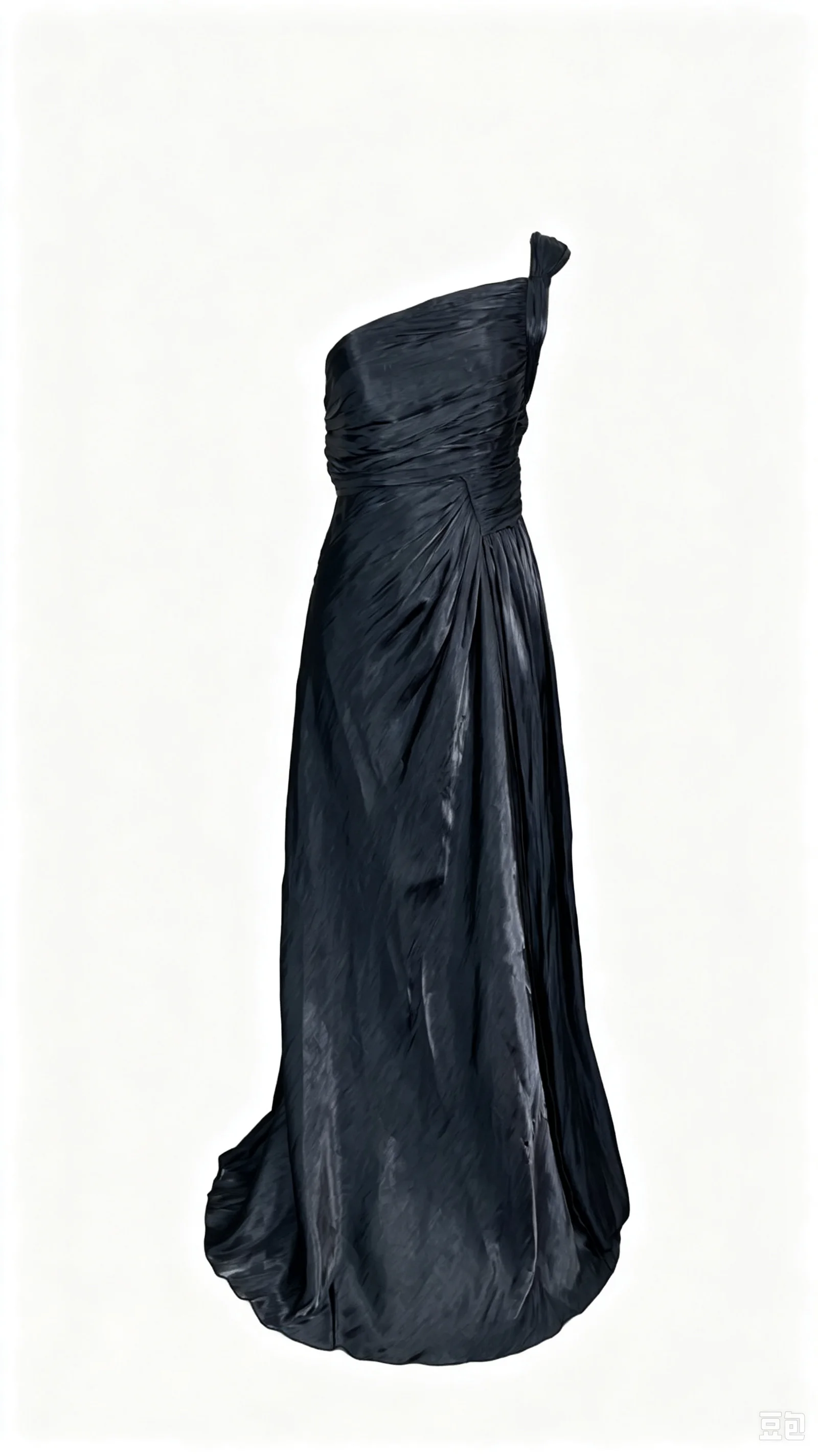 Women's Elegant Olive Green Evening Gown One Shoulder Ruched Waist Side Slit Satin Train Dubai Wedding Prom Formal Maxi Dress