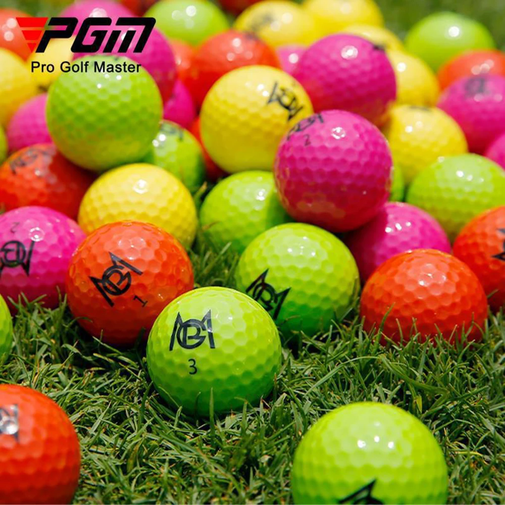 12pcs/Box Pgm Golf Balls Professional Color Competition Double Layer Practice Game Ball Visual Rolling Direction Gift Q029