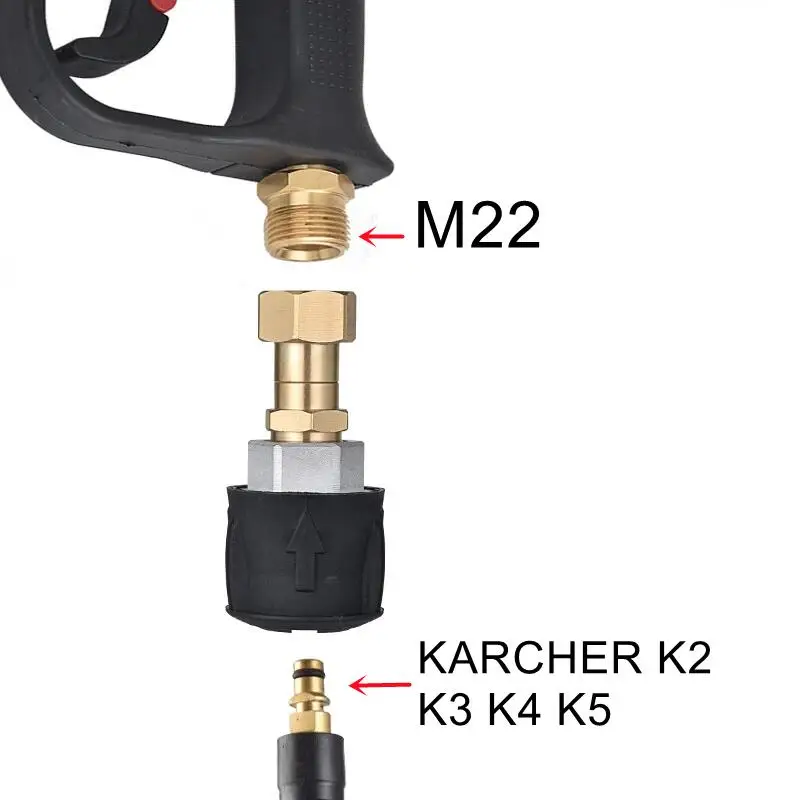 Anti Winding Adaptor For Karcher K2 K3 K4 K5 High Pressure Wash Hose To Wash Gun M22