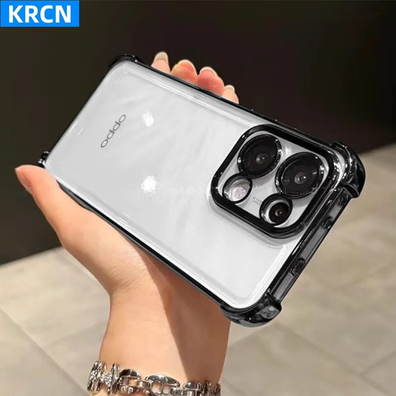 Coque pour Oppo Reno 15F 15 Pro 14 5G Reno14 F 13 F, protection de l'appareil photo, coque en silicone transparente électro-plaquée, pare-chocs antichoc