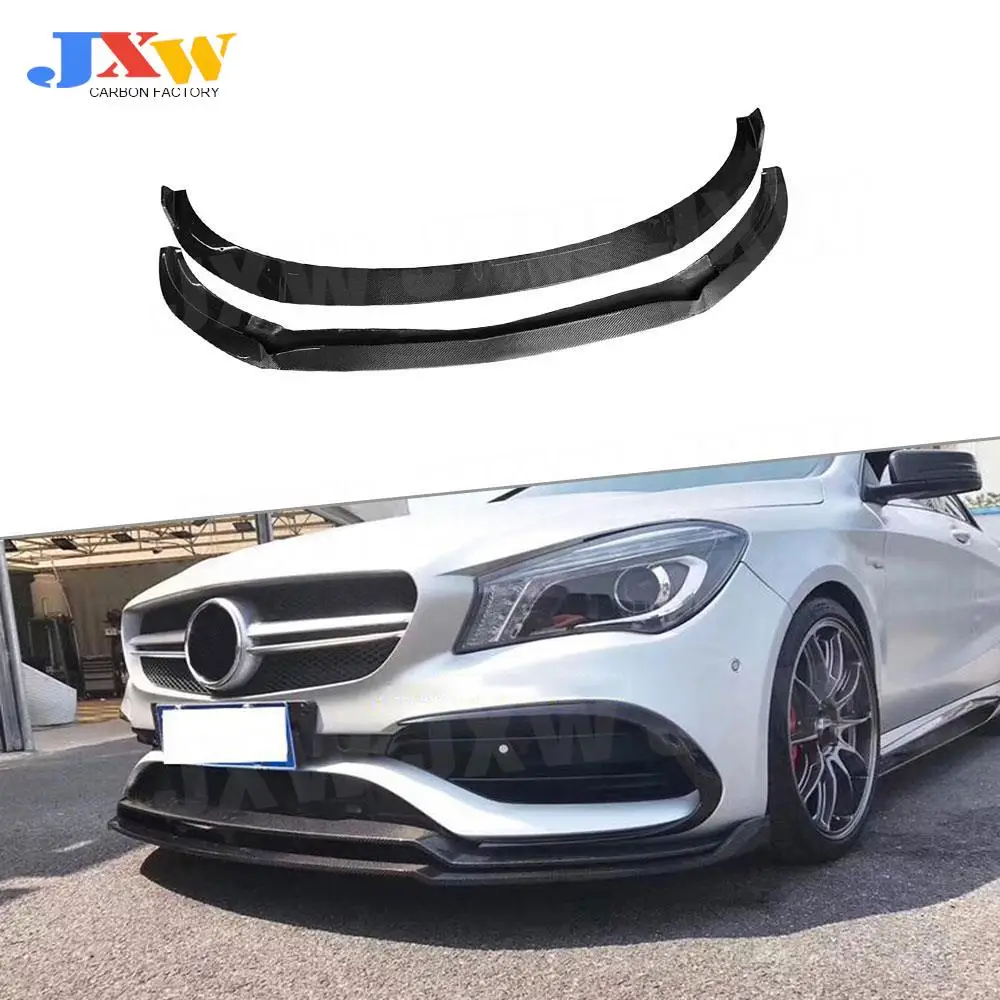 

2PCS Carbon Fiber Bumper Chin Guard Double Front Lip Spoiler For Mercedes Benz CLA Class W117 CLA45 AMG Facelift 2016-2019