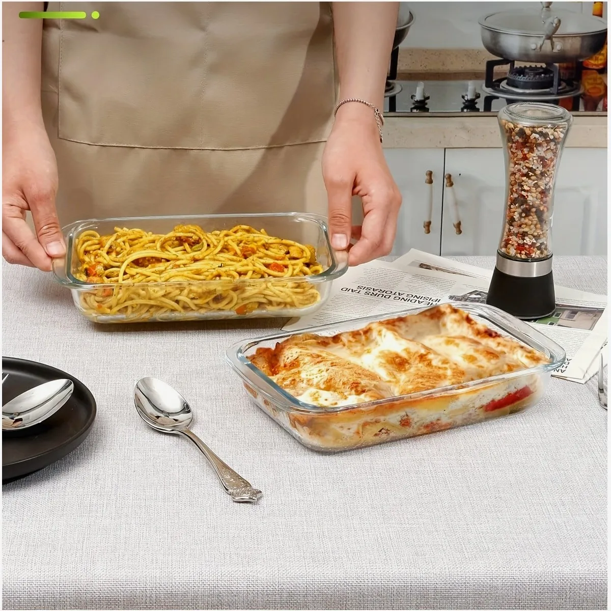 Meal Prep Noodles - 4-Piece Rectangular Deep Glass Baking Tray