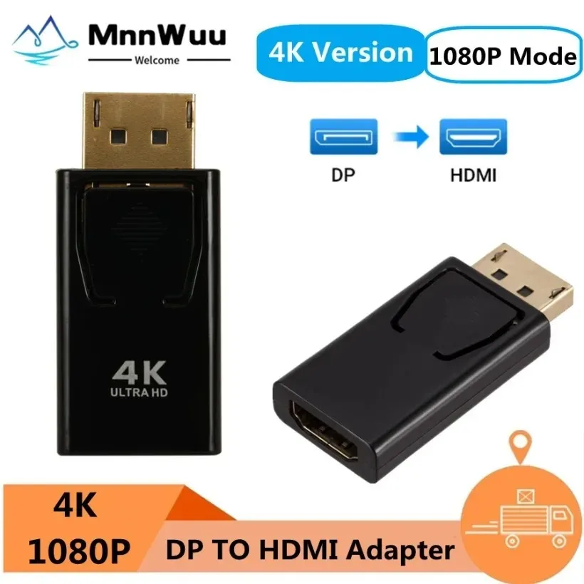 

4K/1080P DisplayPort to HDMI-compatible Adapter Converter Display Port Male DP to Female HD TV Adapter Video Audio For PC TV