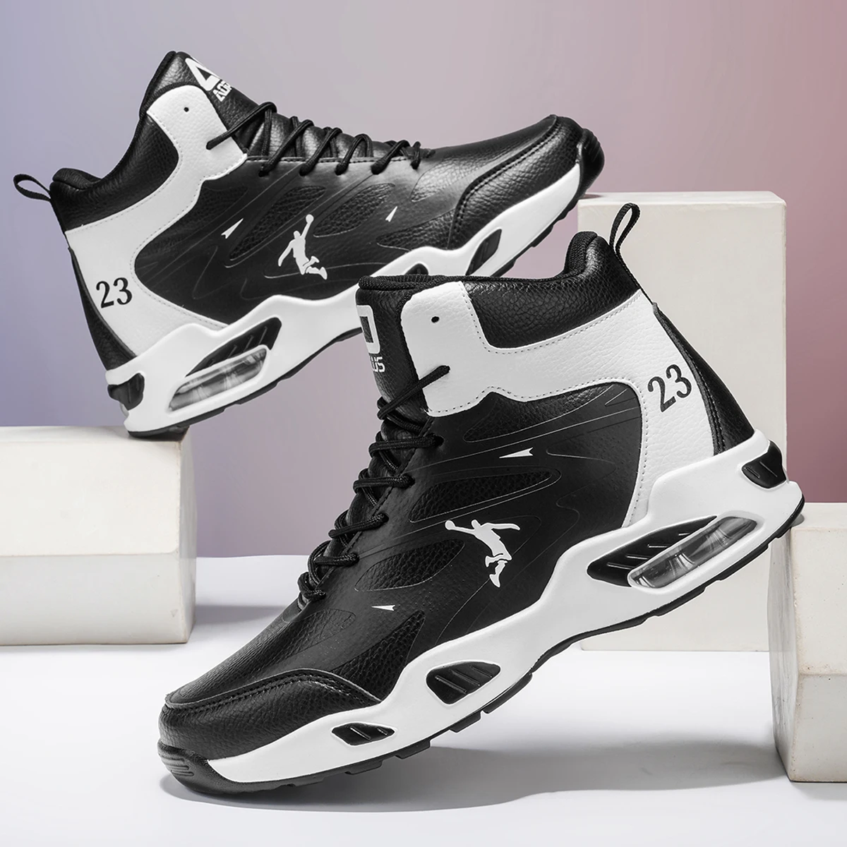 Herren-Basketballschuhe mit hohem Schaft, Luftpolster-Sneaker, rutschfeste, atmungsaktive Sportschuhe für Herren, Outdoor-Training, Sportschuhe – Detail 4