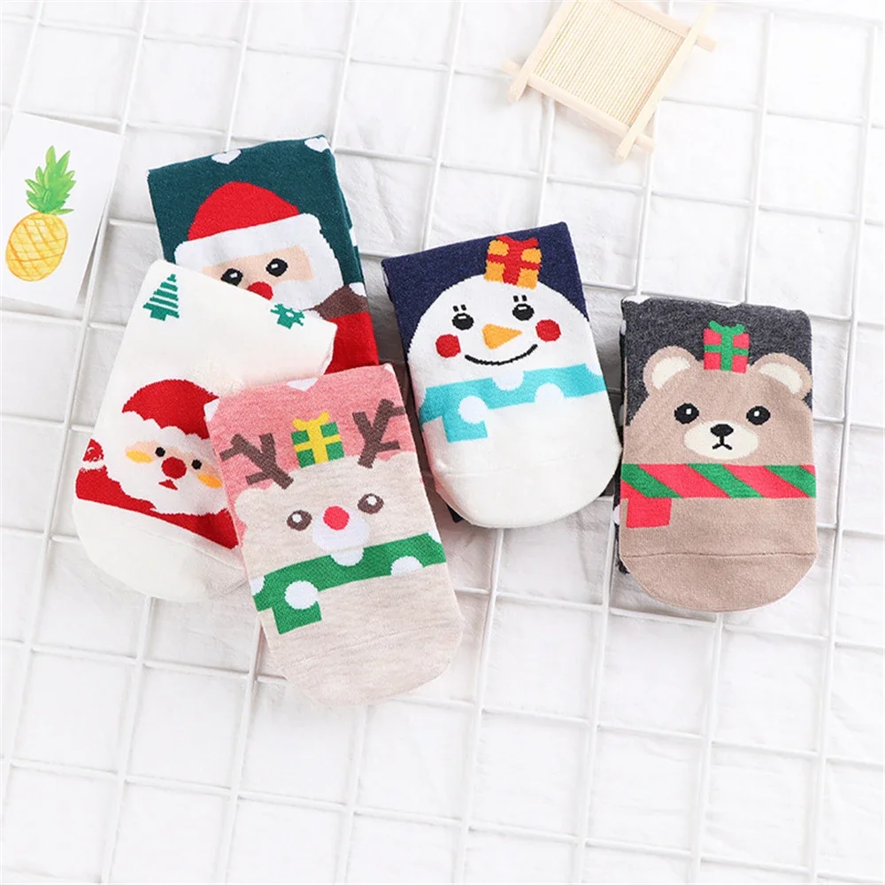 

Christmas Socks Women Winter Warm Santa Xmas Tree Snowman Elk Bear Cartoon Gift Sokken DROPSHIP