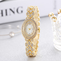 New Fashion Casual Women Watches Full Diamond Oval Dial Bracelet Bracelet Women Fashion Versatile Quartz Watch Relogio Feminino