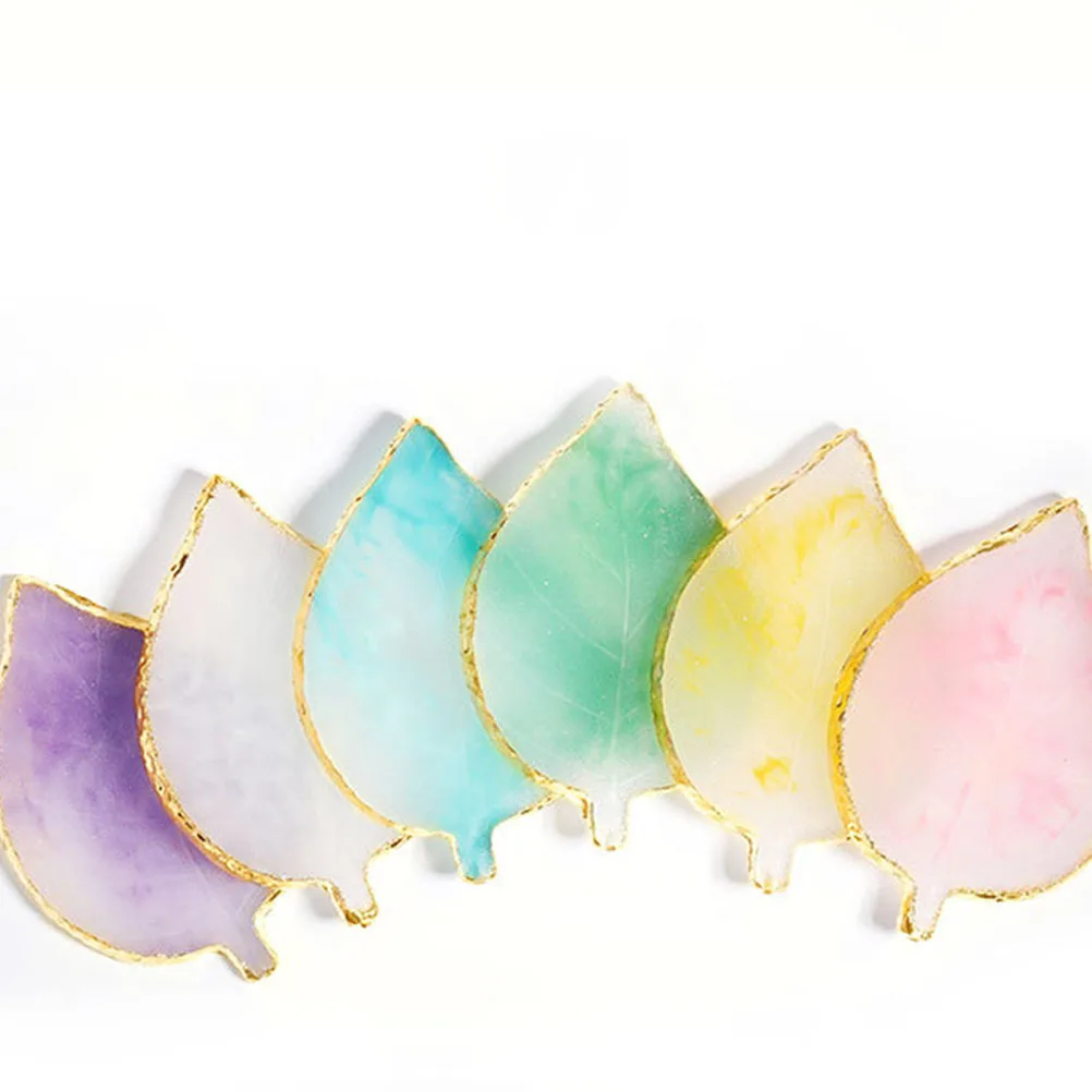 1 قطعة الذهب حافة الراتنج مسمار الفن لوحة الضوء الأخضر ورقة شكل السلس اللون خلط مانيكير أداة لعرض الأساس أصباغ #1