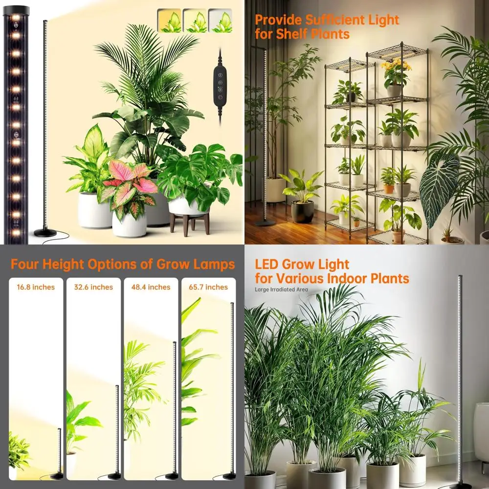 

Indoor Vertical Plant Grow Light with 3 Modes, Wide Coverage, Dimmable, T10 Full Spectrum LED Lighting