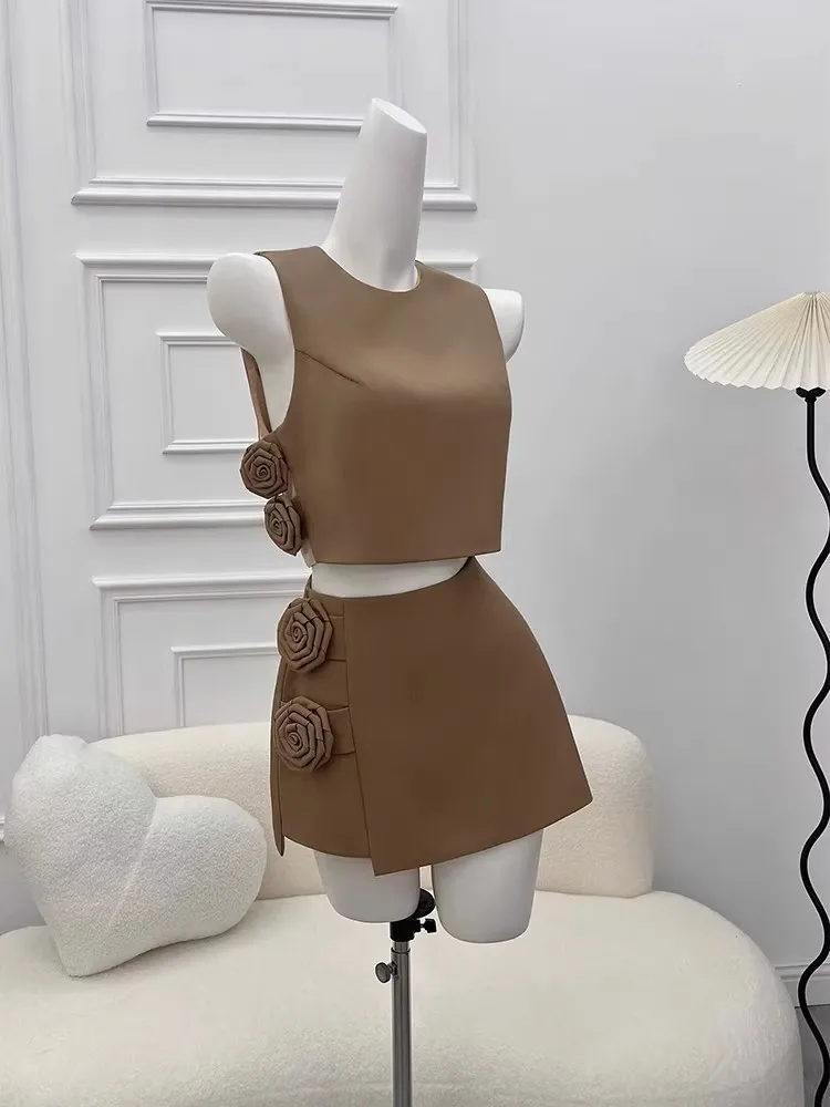 

Stunning 2026 Summer Faion Set Women's Svel Top High Waist Skirt Two-Piece Suit Petite Beautifull Small Fraance Sle