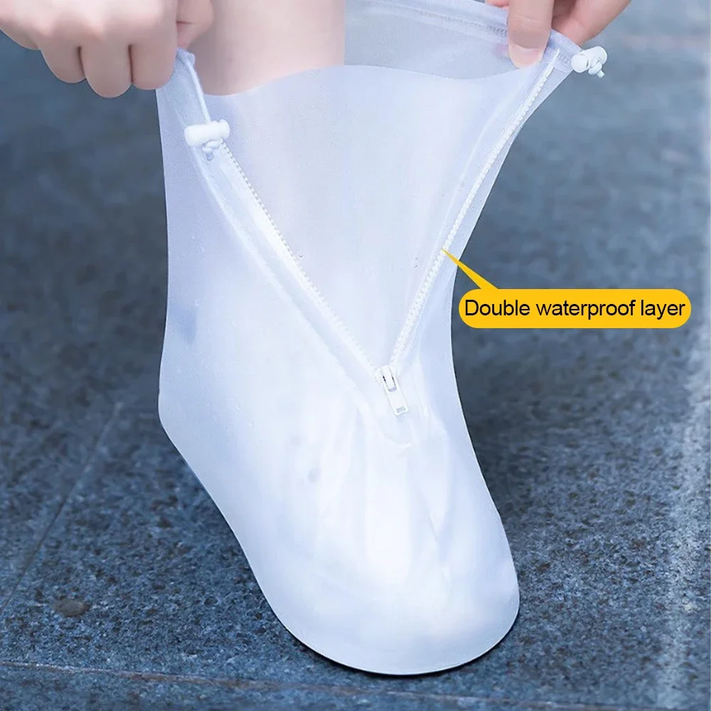 Silicone Zipper Waterproof Shoe Cover Unisex Shoes Protectors Rain Boots for Indoor Outdoor Rainy Reusable Non-slip Shoe Cover