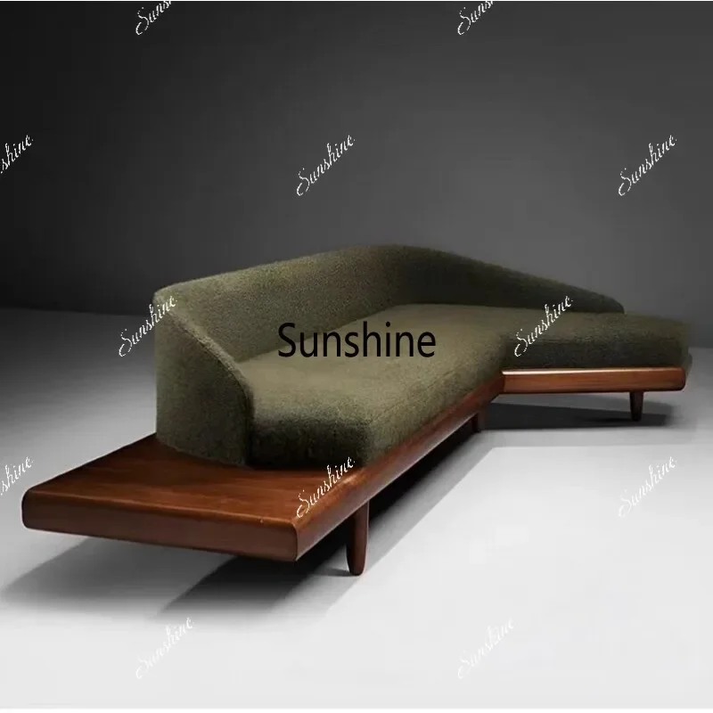 YNordic log style living room corner sofa wabi sand wind small apartment design fabric