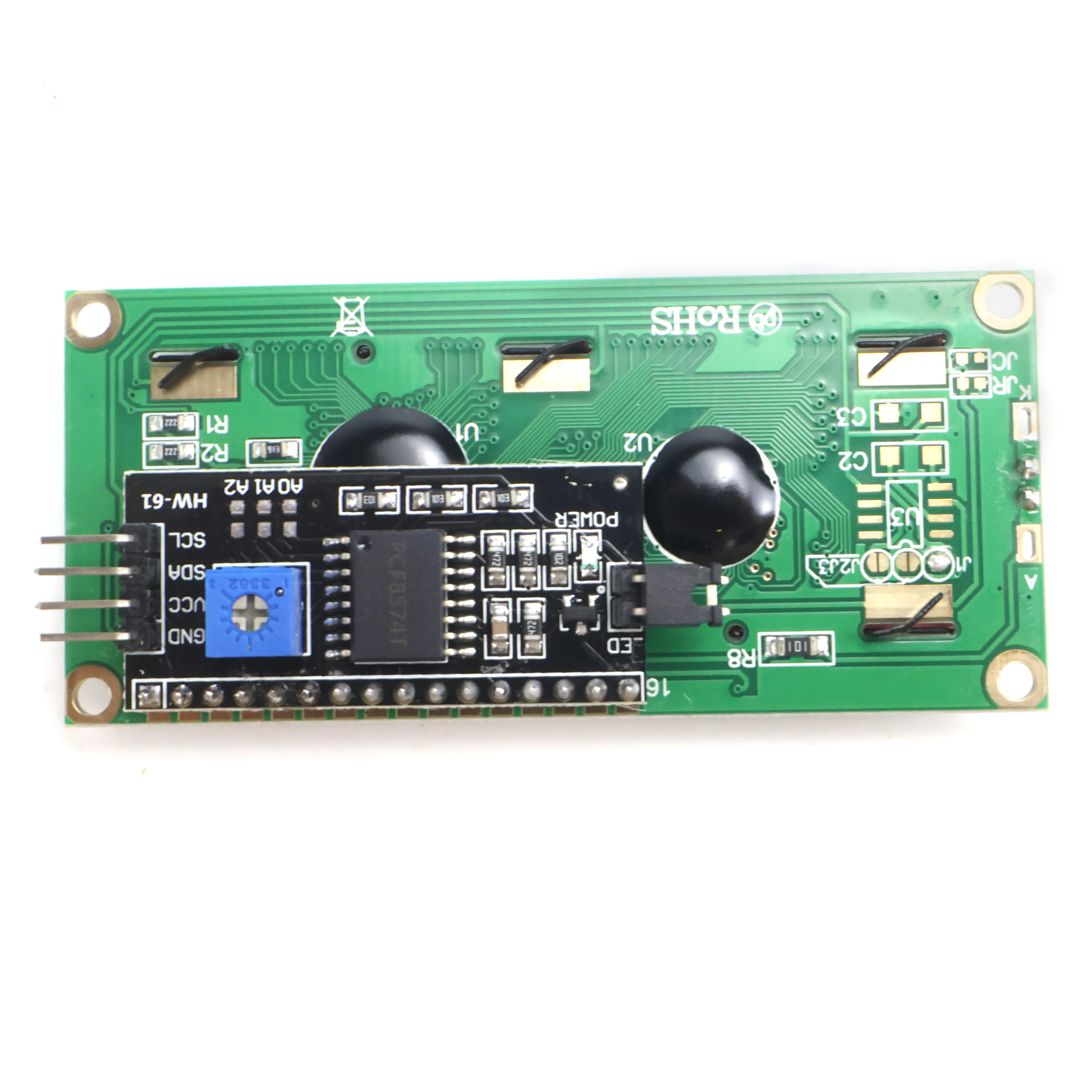 Modulo display LCD 1602A 16x2 con adattatore interfaccia I2C, retroilluminazione blu/giallo-verde per Arduino Raspberry Pi, pre-saldato (5 V)