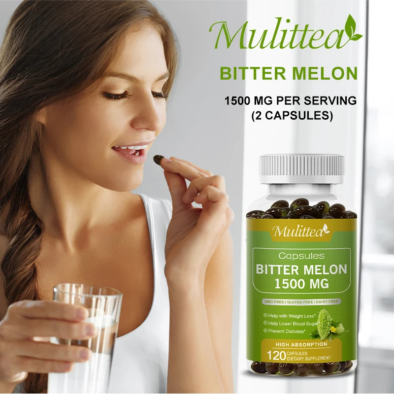 Mulittea Organic Bitter Melon Extract Capsules Blood Sugar Balance Health Diabetes Detoxification Skin Beauty Digestive Health