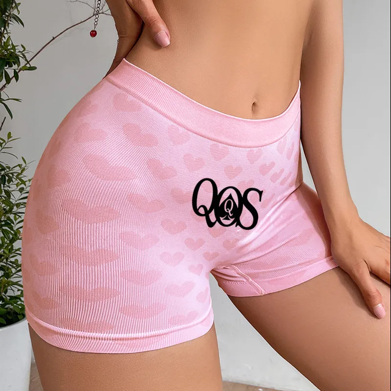 Queen of Spades QOS Funny Womens Sexy Underwear Love Heart Pink Knitting Female High-waisted Comfortable Breathable Panties