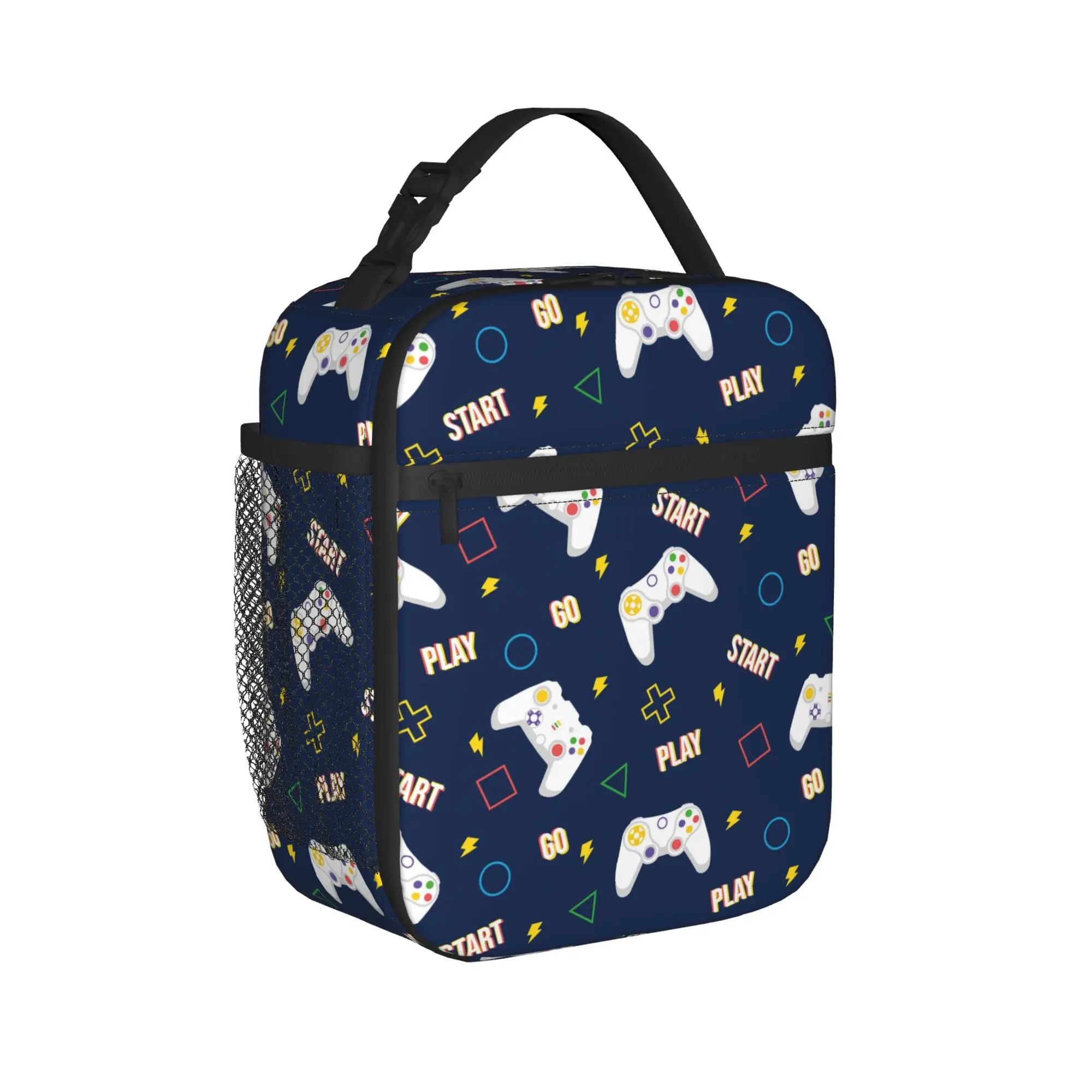 Game Controller Pattern Thermal Insulated Lunch Bag for Work  Portable Food Bag Container Thermal Cooler Food Box