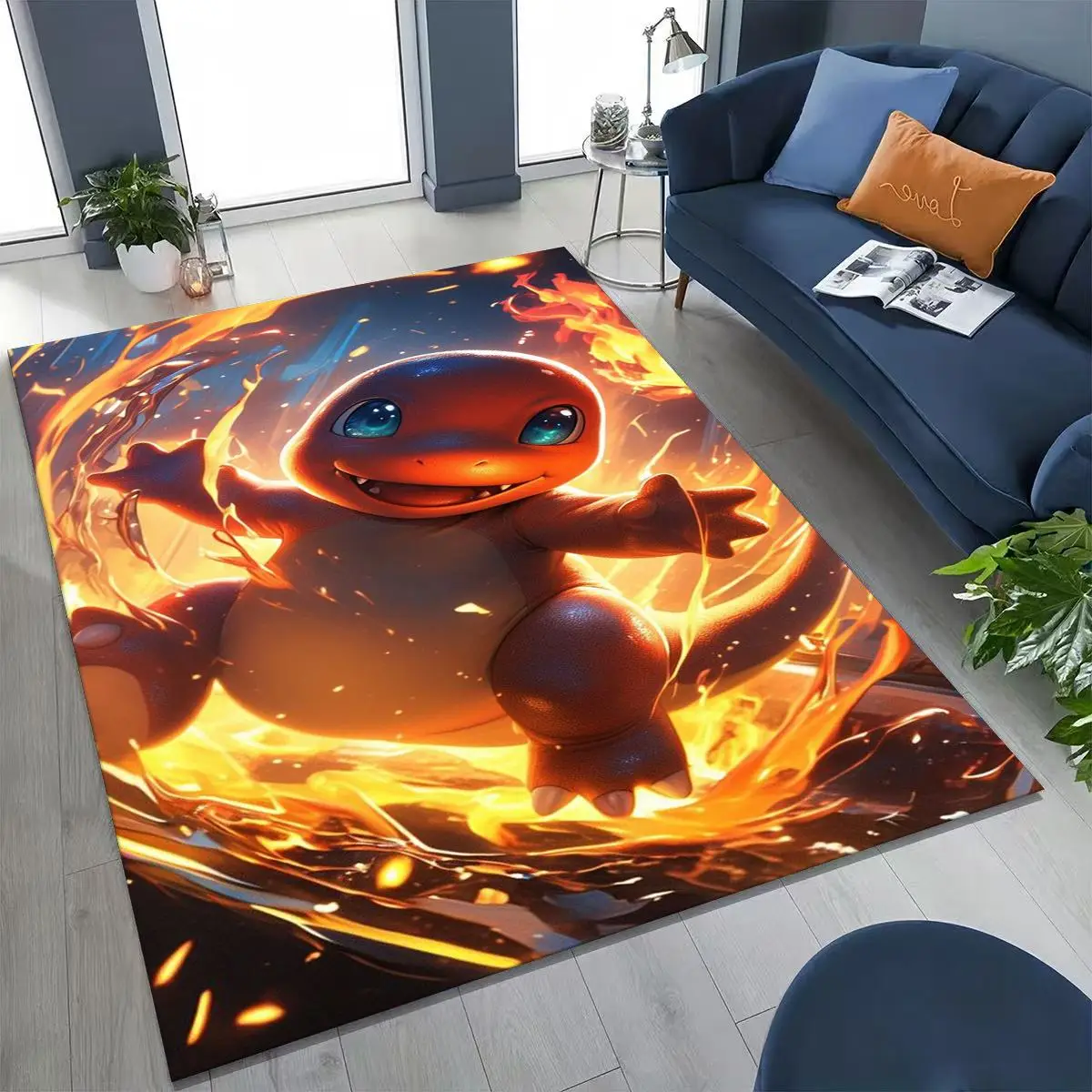 

27 Style Charizard Charmander Pokemon Cartoon Rug for Bedroom Living Room Sofa Home Doormat Decor,Larger Kids Non-slip Floor Mat