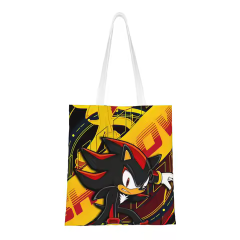Shadow The Hedgehog Sonic The Hedgehog (15) Shopping Bags Girls Canvas The Tote Bag Foldable Girls Shoulder Tote Travel Handbag
